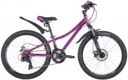 Велосипед NOVATRACK 24" KATRINA, алюм.рама 12" розовый металлик, 21-скор, TY200/EF41/TZ21, диск.тор.